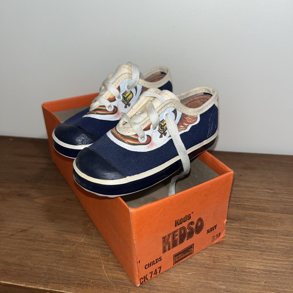 Vintage Keds "kedso" Circus Clown Lace‎ Up Sneakers Blue Kids Size 5T